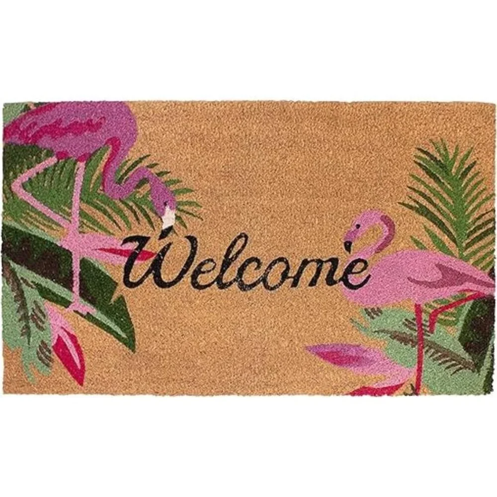 – Doormat | Flamingo Duo | All Weather Heavy Duty Mat | 100% Natural Coir Face